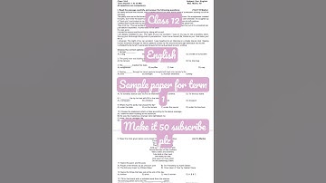 Class 12 English Term 1 Sample paper 📝 #cbse #pseb #shorts SUBSCRIBE ~Rajgeet