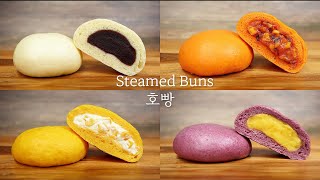 4 flavors Korean steamed bun recipe. (pizza, sweet potato, corn, red bean). no oven.