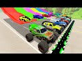 Cars vs slide and colors with portal trap  monster trucks vs speed bumps fail   ht gameplay crash