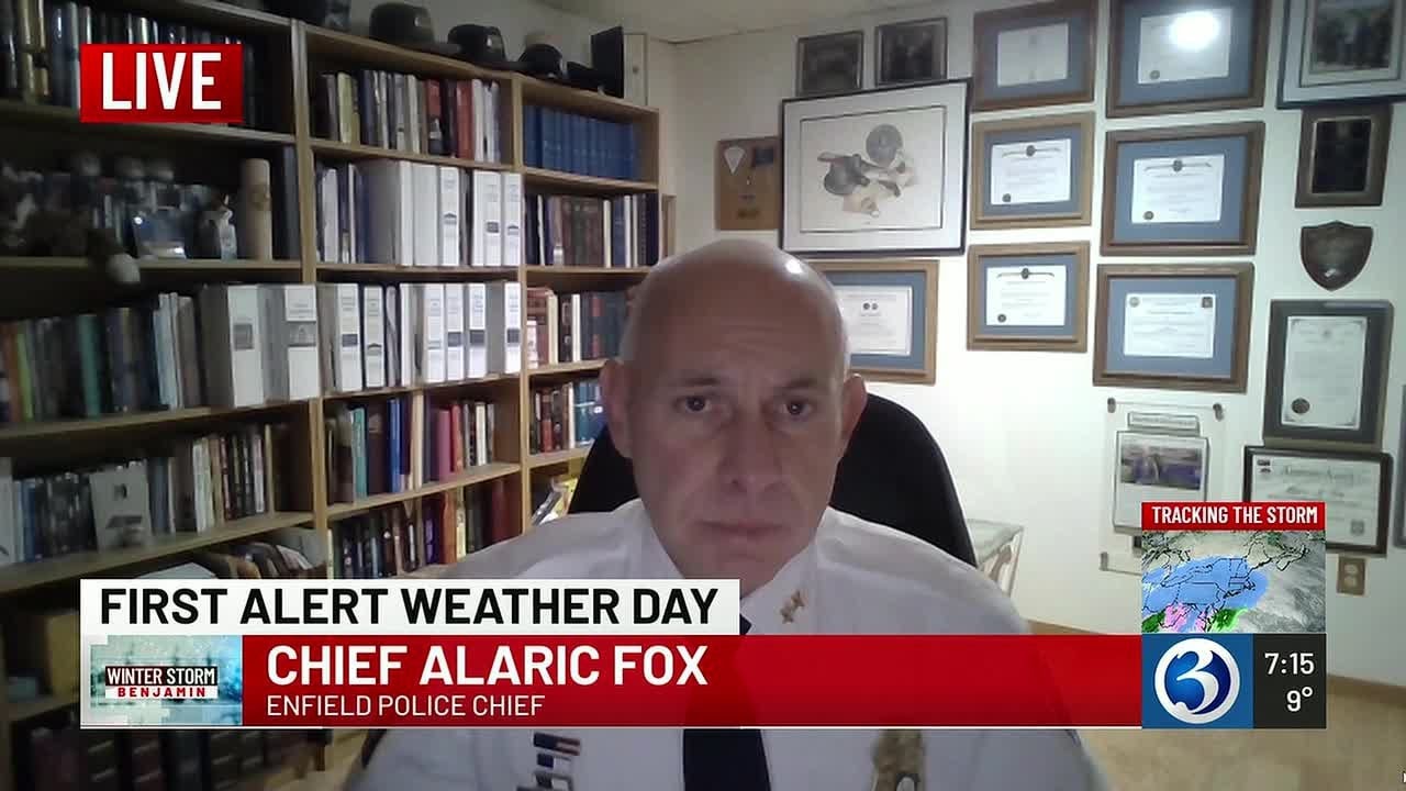 Enfield Police Chief Alaric Fox details the conditions during Winter Storm Benjamin