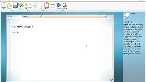 تعلم البرمجة بلغة Small Visual Basic، الدرس الثالث: محرر الكود وأحداث الأدوات