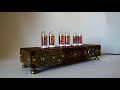 Nixie tube clock "Steampunk" Oak, colour oak, patinated brass, IN-14