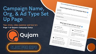 Qujam Campaign Setup up page 1 name org and type