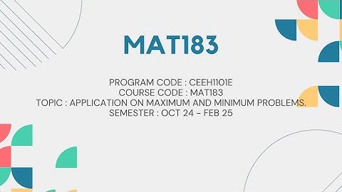 VIDEO ASSIGNMENT / MAT183(CALCULUS1)