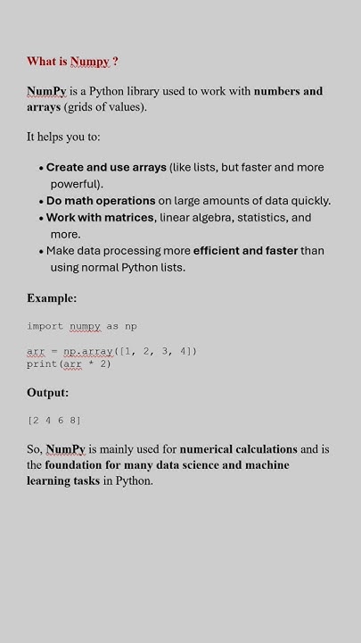 what is Numpy ? #python #interviewquestions #library #numpy # ...