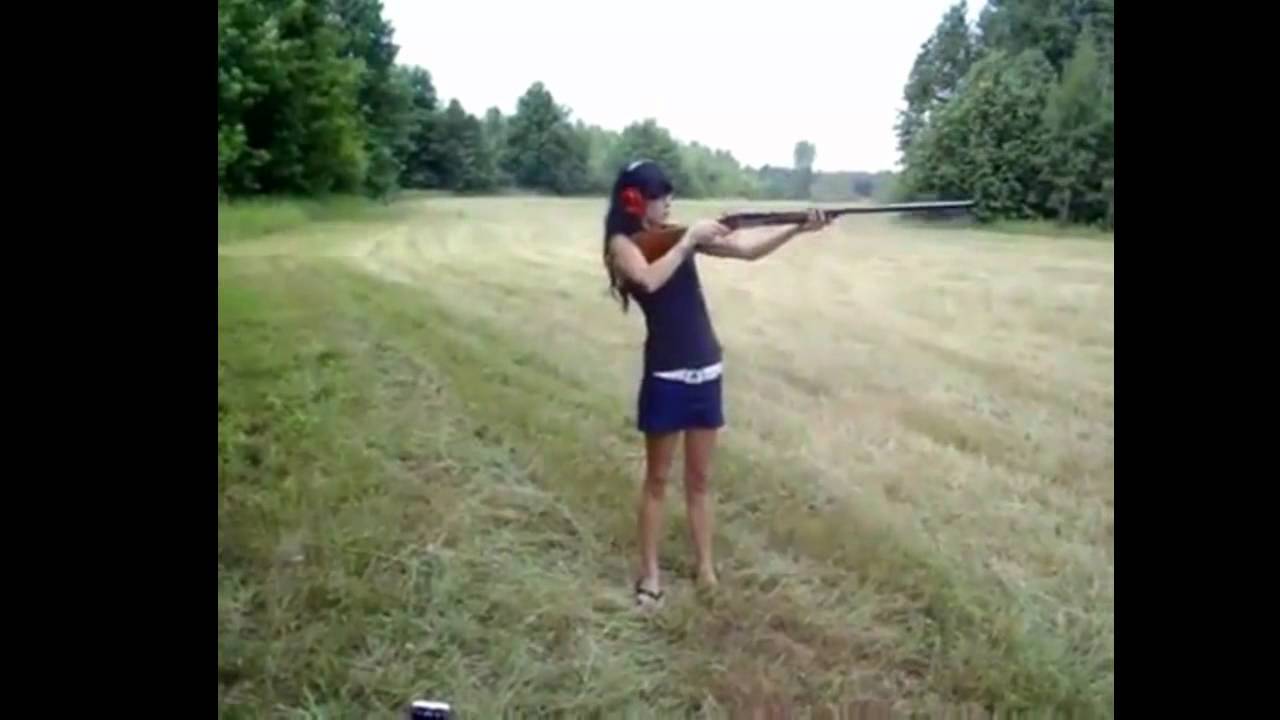 FAIL! HOT French SHOTGUN Girl Learns to Shoot a Shotgun - YouTube