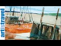 Boote in Aquarell malen (English Subtitles) Ganz einfach malen lernen mit Kristina Jurick