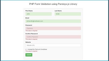 PHP Form Validation using Parsley.js Library