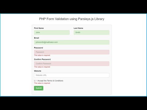 PHP Form Validation using Parsley.js Library