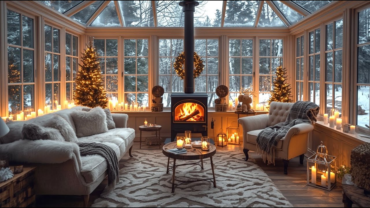 🔥 Crackling Fireplace Ambience | Cozy Winter Evening ❄️