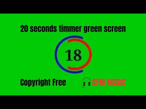 20 Seconds countdown timer green screen  with Beep Sound effect video - Copyright free