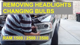 How to remove headlights / change bulbs for RAM 1500 / 2500 / 3500 Trucks (2014  2018)