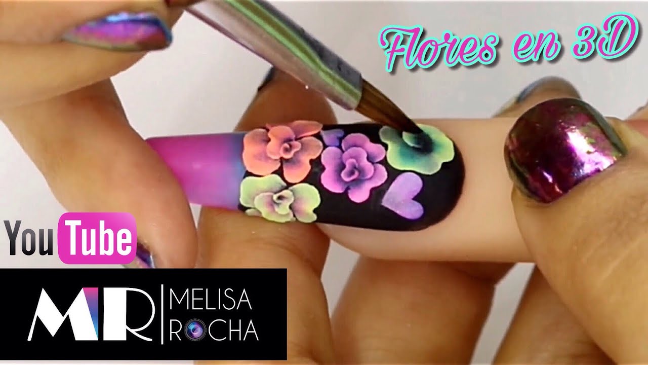 UÑAS con Flores de ACRILICO en 3D y técnica RUSA 💜 - thptnganamst.edu.vn