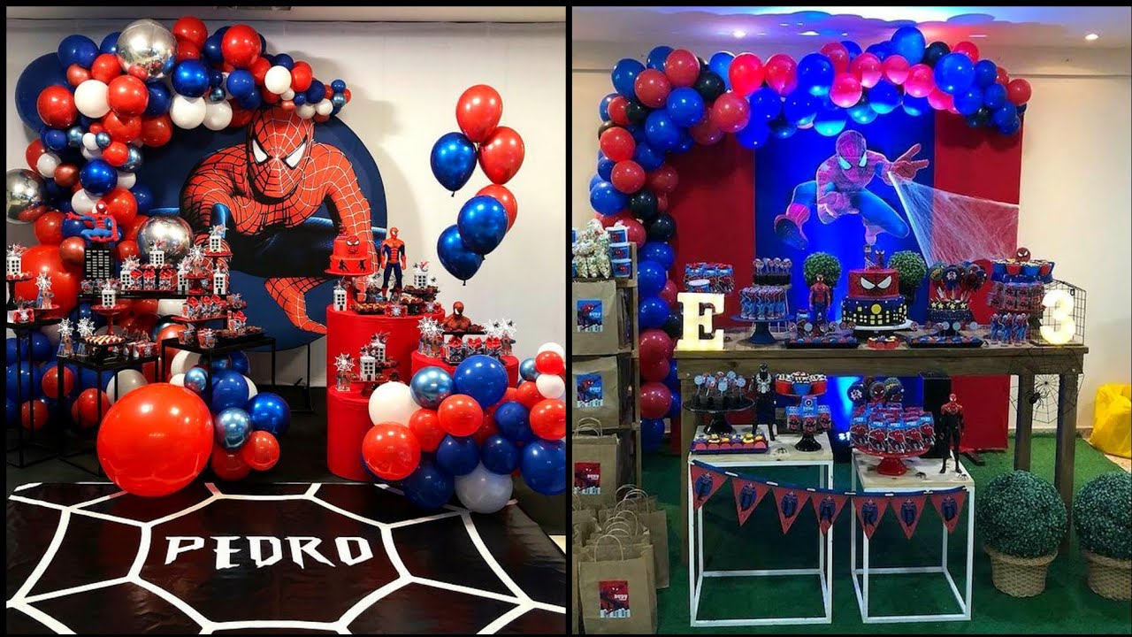DIY Spiderman Birthday Theme Decorations | SPYDERMAN Birthday Theme Ideas  For Decor - YouTube