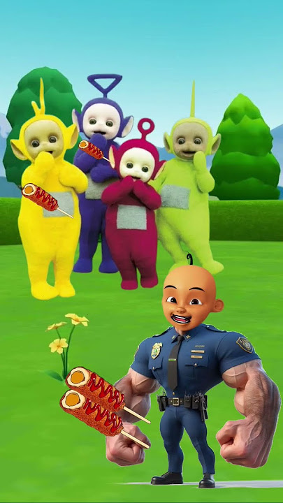 Upin dan teletubbies mukbang sosis pedas dan original #sosis #kartun #teletubbies #upinipin