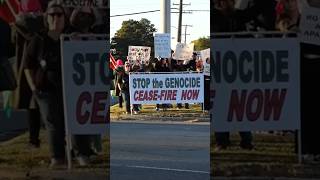 People protest in Hampton confront Biden for a ceasefire. israel gaza .