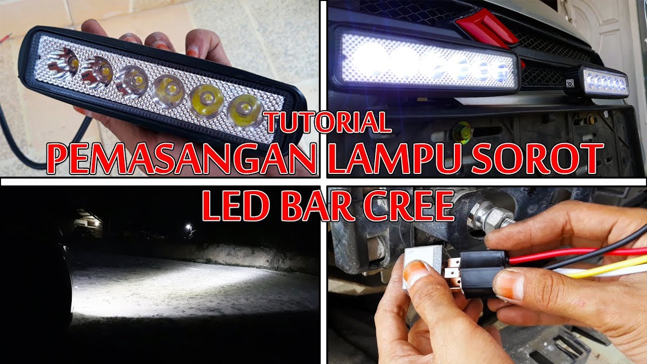 Pasang Lampu Sorot Bar Led Cree 18w Terangnya Nambah Youtube