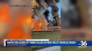 Names of three people killed in fiery crash released