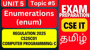 CS25C01 C Programming | Enumerations (enum) in C | Anna University R2025