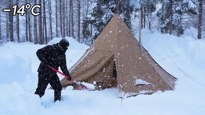2 Days Winter Survival in a Hot Tent at −14°C, Birthday Alone in the Snow | Winter Camping