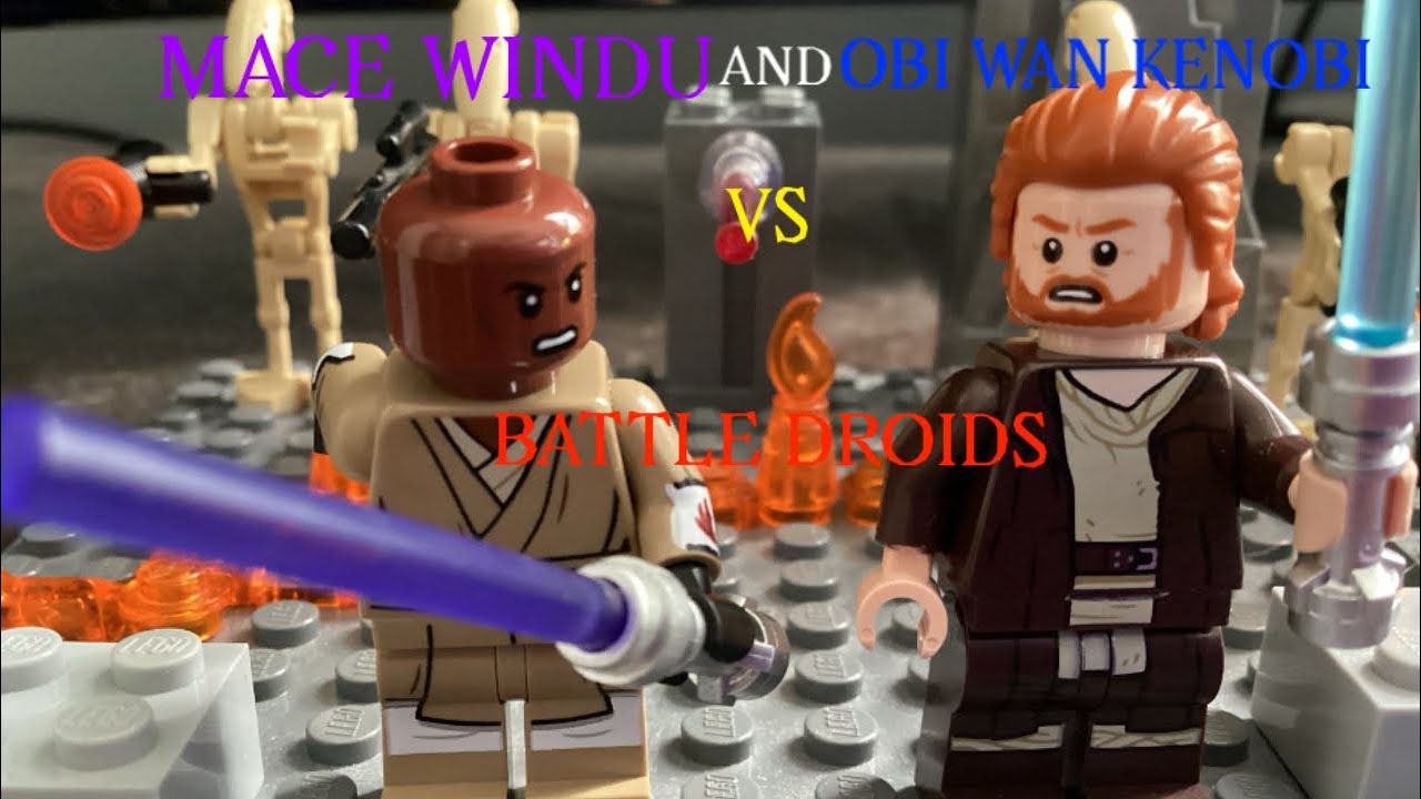 Mace windu and Obi wan vs battle droids lego Star Wars stop motion