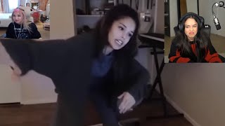 Valkyrae reacts to her roomies reacting to her legendary throwback clip