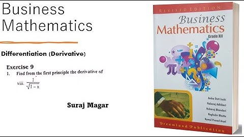 Derivative of 1/√(1−𝑥)-first principle in Nepali(Dreamland Publication- business math12-Ex 9,1(viii)