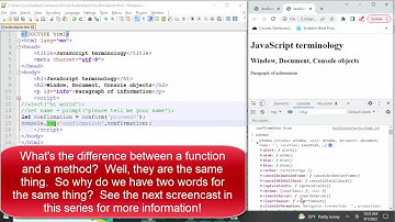 JavaScript window, document, and console objects -- the big 3 built-in objects: why and how