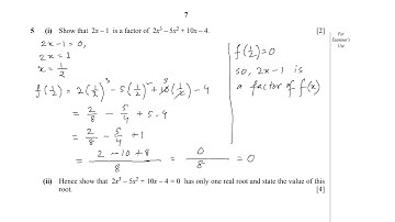 Add Math 2011 S 12  Question 5 | Factor Theorem | 4037 | 0606 | May June | Summer | Paper 12