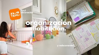 organizando y redecorando mi habitación 🧺 + haul decoración temu #ad
