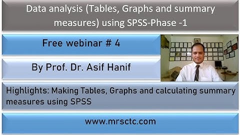 Data analysis Tables, Graphs and summary measures using SPSS Phase  1