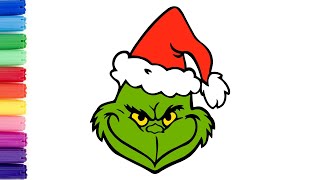 Christmas Grinch Face Drawing with Songs for Kids