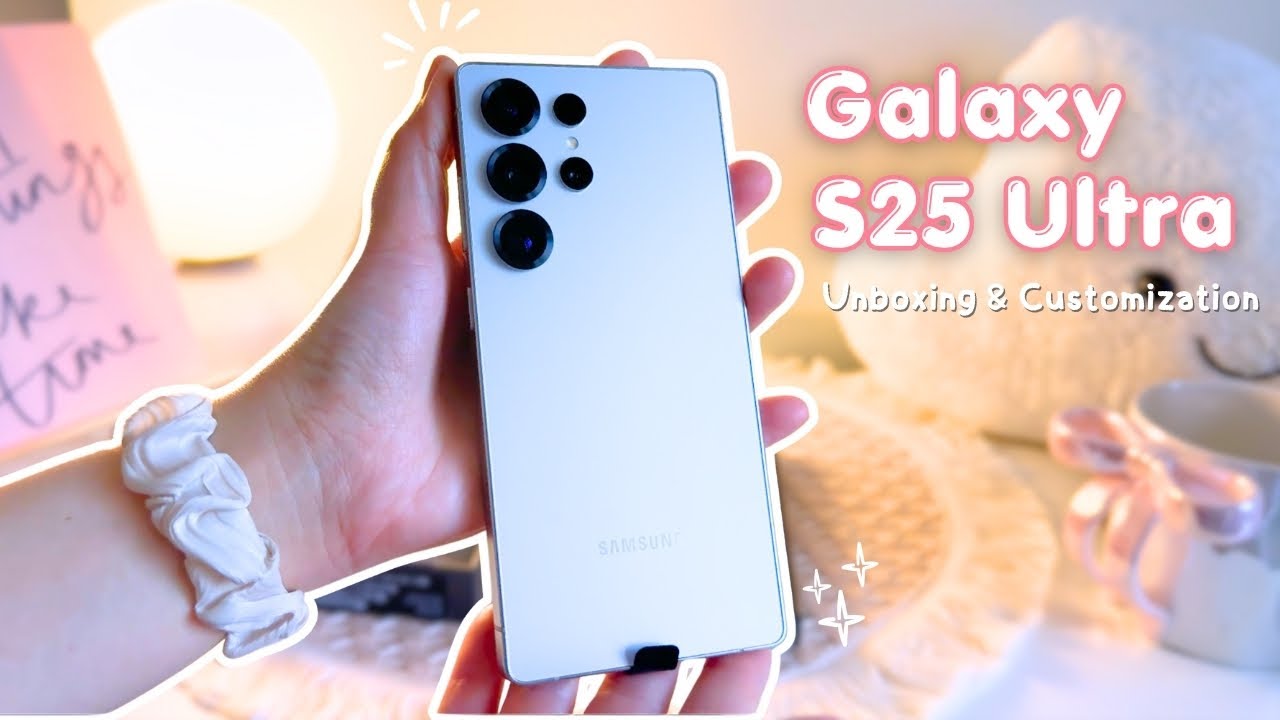Samsung Galaxy S25 Ultra Aesthetic Unboxing (White Silver)  🌸✨ customization and accessories