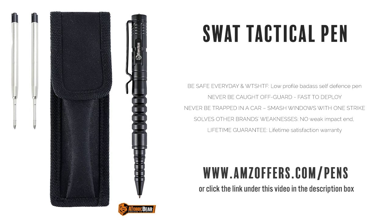 Armor-Survival Aircraft Aluminum Self Defense Tactical Ink Pen With Emergency Glass Breaker Black