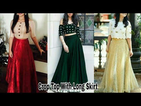 long skirt with crop top party wear