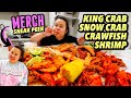 KING CRAB LEGS + GIANT SHRIMP + CRAWFISH + SNOW CRAB SEAFOOD BOIL MUKBANG 먹방 EATING SHOW *MERCH!*