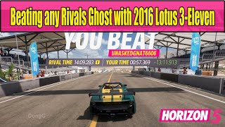 Forza Horizon 5 Weekly Challenge Beating any Rivals Ghost with 2016 Lotus 3-Eleven