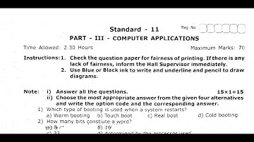 11th std Computer Application Quarterly exam Model Question Paper-2023| @nammatuition | 100%100%