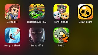 Jetpack+ Joyride,Impossible Car Tracks 3D,My Talking Tom Friends,Brawl Stars,Hungry Shark,Standoff 2 screenshot 2