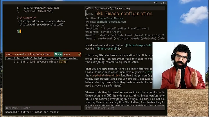 Emacs: control where buffers are displayed (the 'display-buffer-alist')