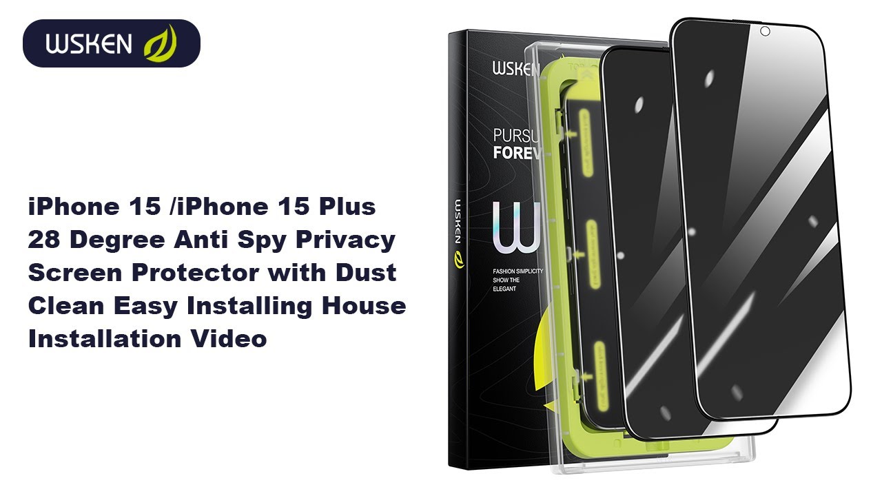 WSKEN For IPhone 15 Pro Max Privacy Screen Protector [Auto-Dust Removal] Full Coverage Screen 2.5D Edge 28 Degree 10s HD Tempered Glass Film With Dust Clean Installing House 2023 5G 6.7inch