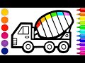 Bolalar uchun aralashtirgich chizish/Drawing mixer truck for kids/Рисование бетономешалка для детей