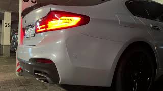 BMW 540i холодный пуск M Performance + downpipe Cold Start- exhaust Sound ￼