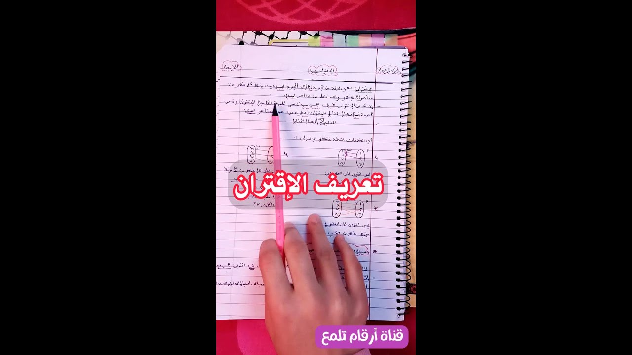 تعريف الإقتران والمجال والمدى والمجال المقابل - صف تاسع - منهاج فلسطين