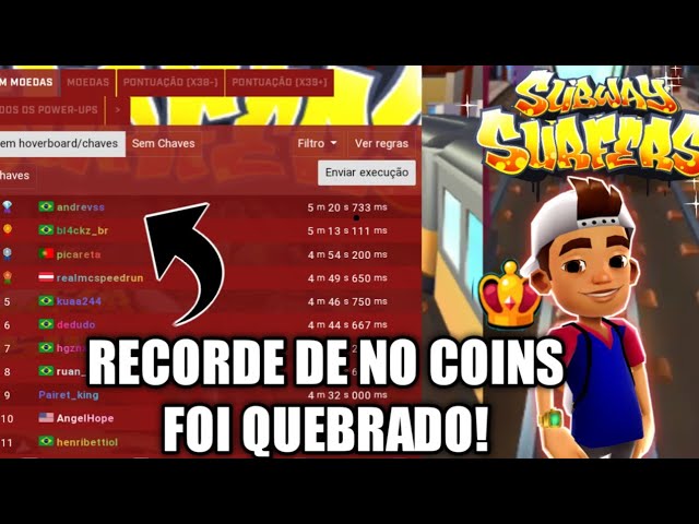 RECORDE MUNDIAL DE NO COIN DO SUBWAY SURFERS (20 MINUTOS) 