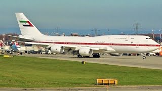 [FullHD] First Boeing 747-8 at Geneva !!! (U.A.E. 747-8(BBJ) A6-PFA landing & takeoff)