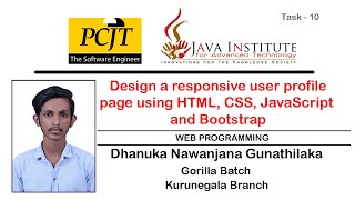 Web Programming | Web Project Task 10 | Responsive user profile page HTML, CSS, JS| Java Institute