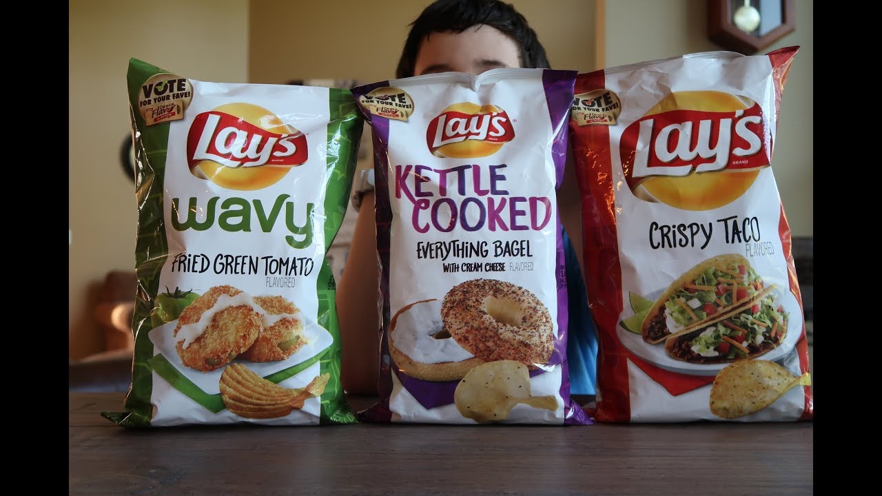 New Lays Potato Chips! (Everything Bagel, Fried Green Tomato and Taco