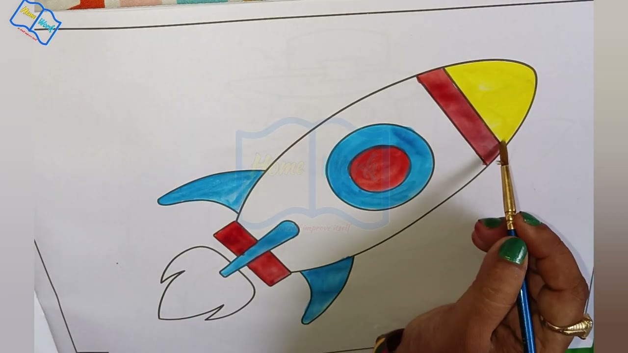 Easy rocket drawing for kids |simple rocket painting for kids 