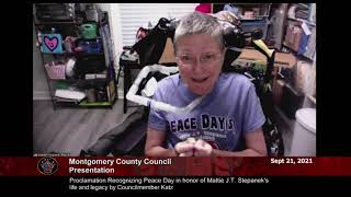 Recognizing Peace Day in honor of Mattie J.T. Stepanek’s life and legacy by Councilmember Katz